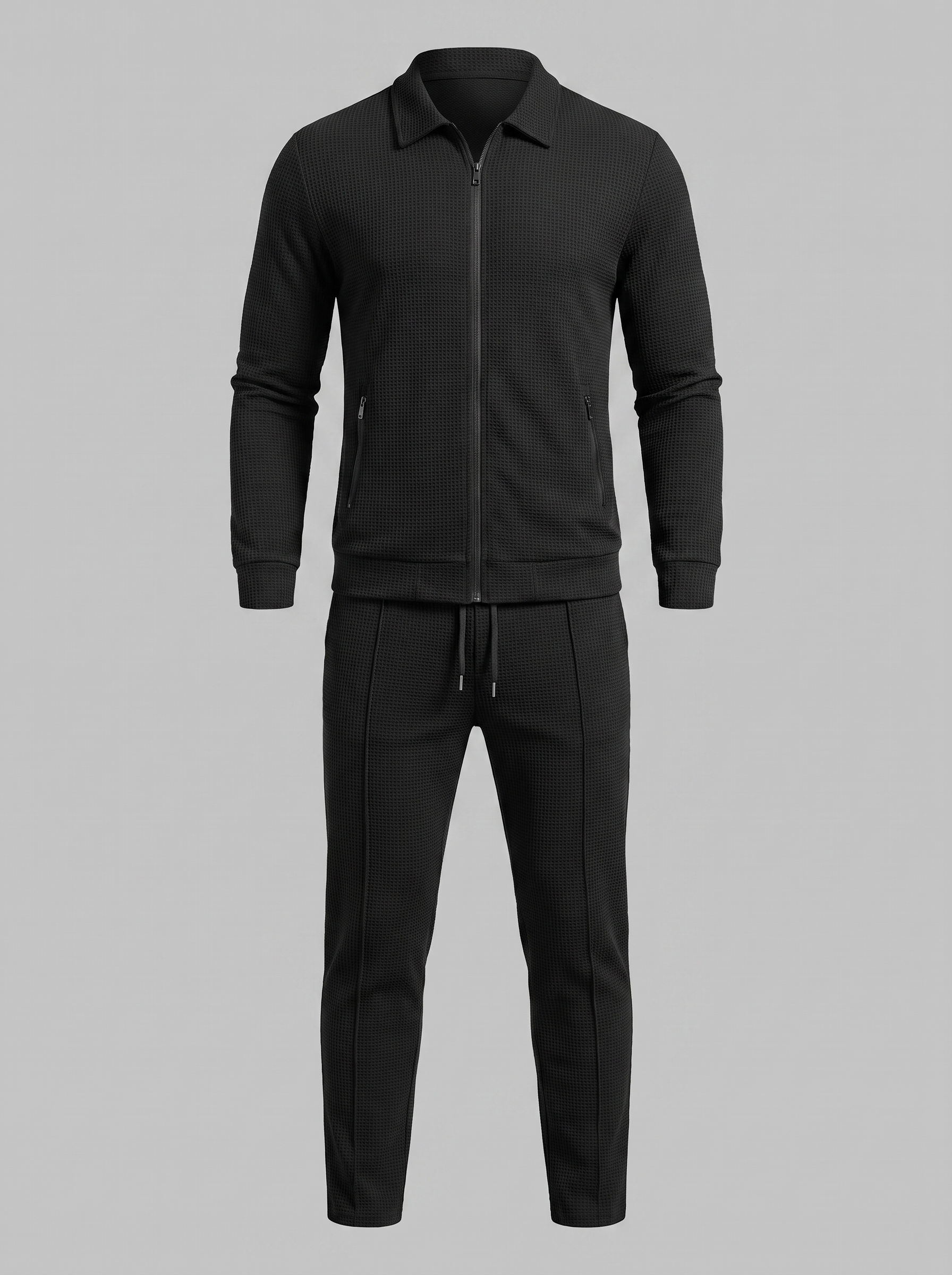 Herren Set aus Strukturjacke und Hose mit Reissverschluss