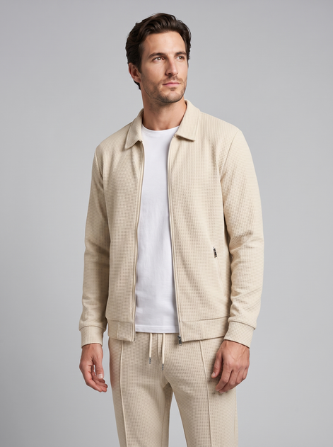 Herren Set aus Strukturjacke und Hose mit Reissverschluss