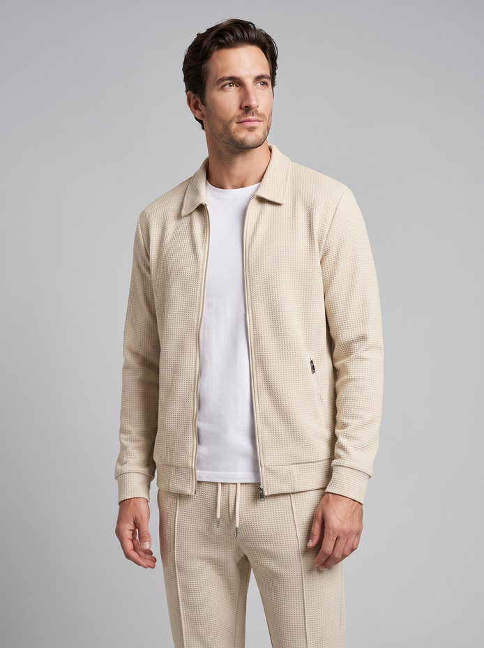 Herren Set aus Strukturjacke und Hose mit Reissverschluss