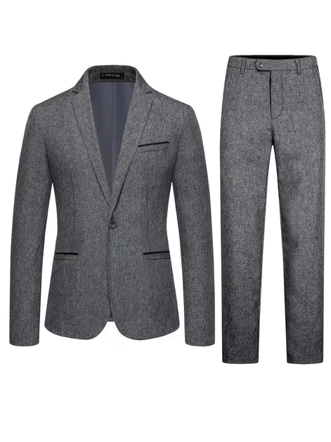 Herren Slim Fit Anzug mit Langarmblazer in Grau