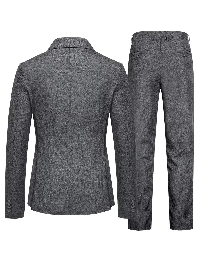 Herren Slim Fit Anzug mit Langarmblazer in Grau