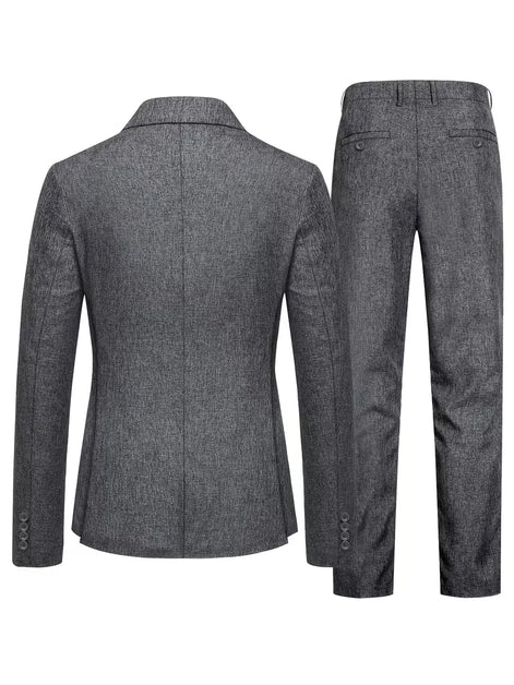 Herren Slim Fit Anzug mit Langarmblazer in Grau
