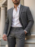 Herren Slim Fit Anzug mit Langarmblazer in Grau