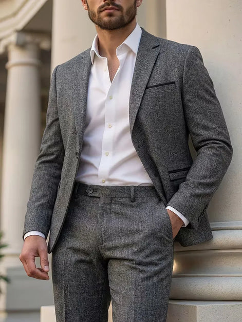 Herren Slim Fit Anzug mit Langarmblazer in Grau
