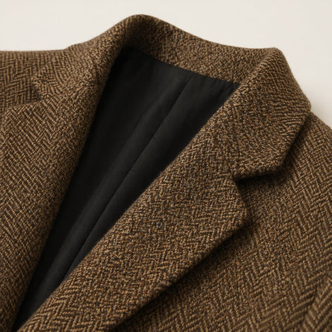 Herren Slim Fit Blazer mit Fischgrätmuster