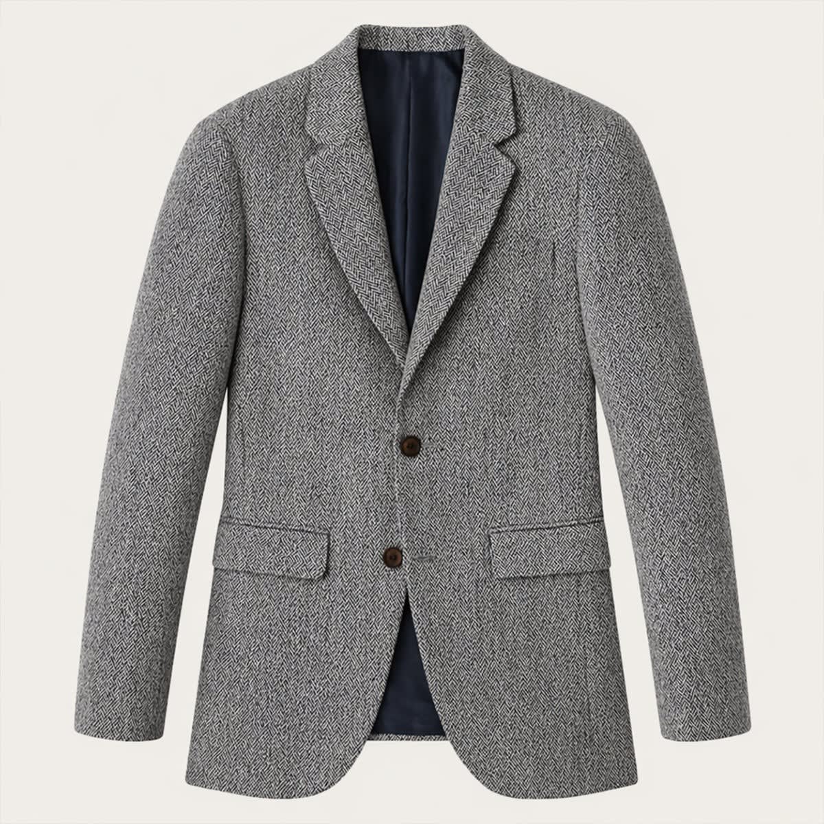 Herren Slim Fit Blazer mit Fischgrätmuster