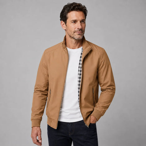 Herren Slim Fit Bomberjacke mit Stehkragen