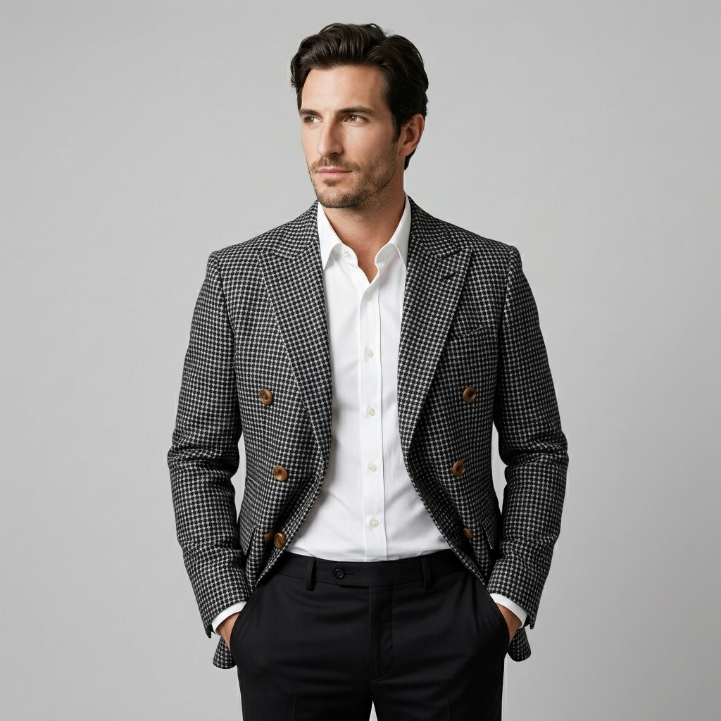 Herren Slim Fit Doppelreihiger Blazer