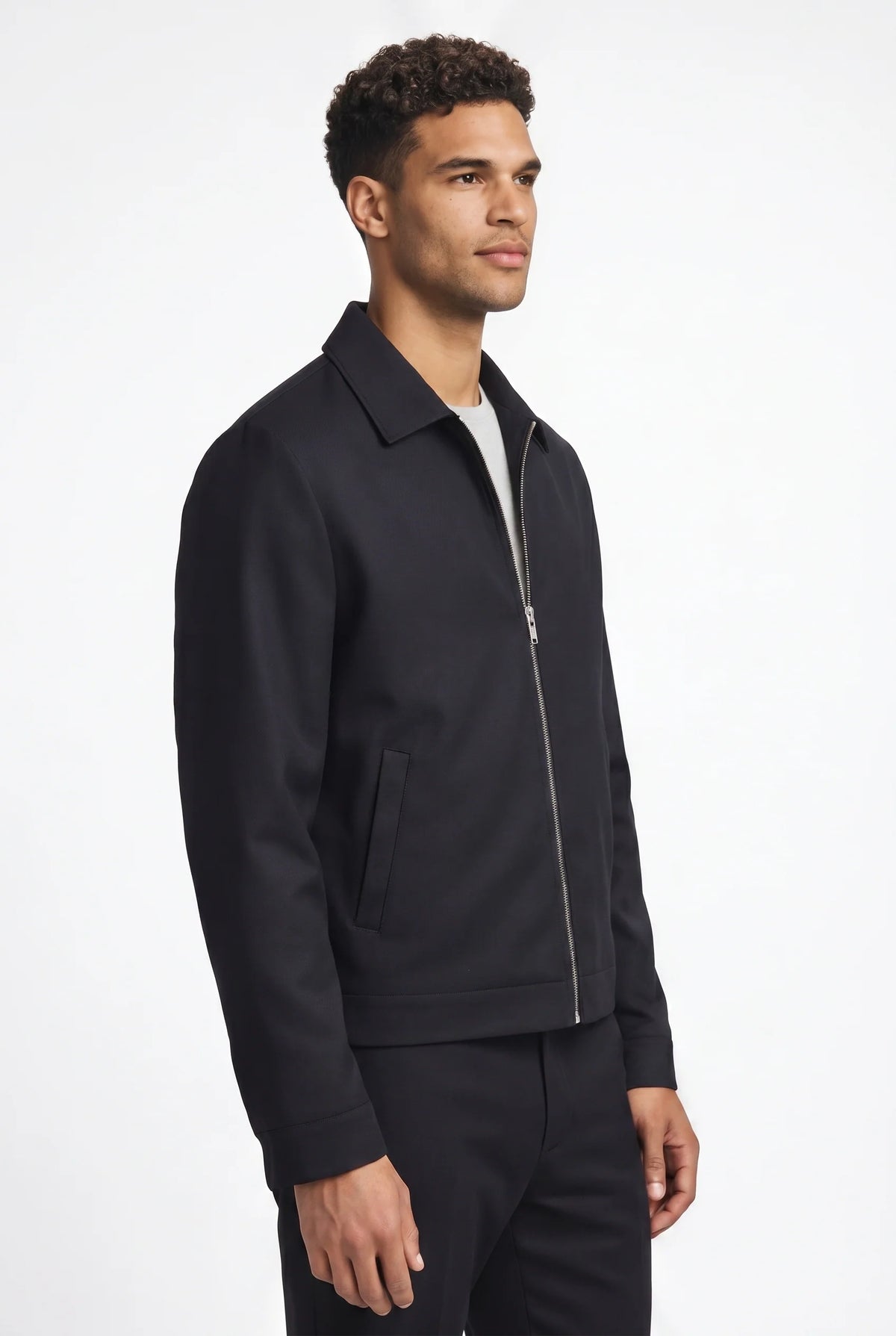 Herren Slim Fit Jacke mit Kragen und Reißverschluss