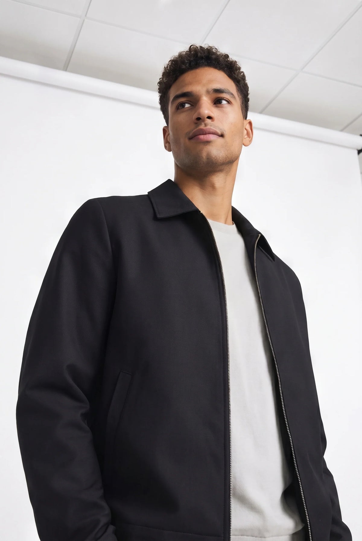 Herren Slim Fit Jacke mit Kragen und Reißverschluss
