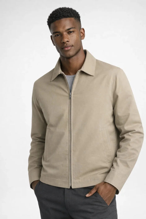 Herren Slim Fit Jacke mit Reißverschluss und klassischem Kragen