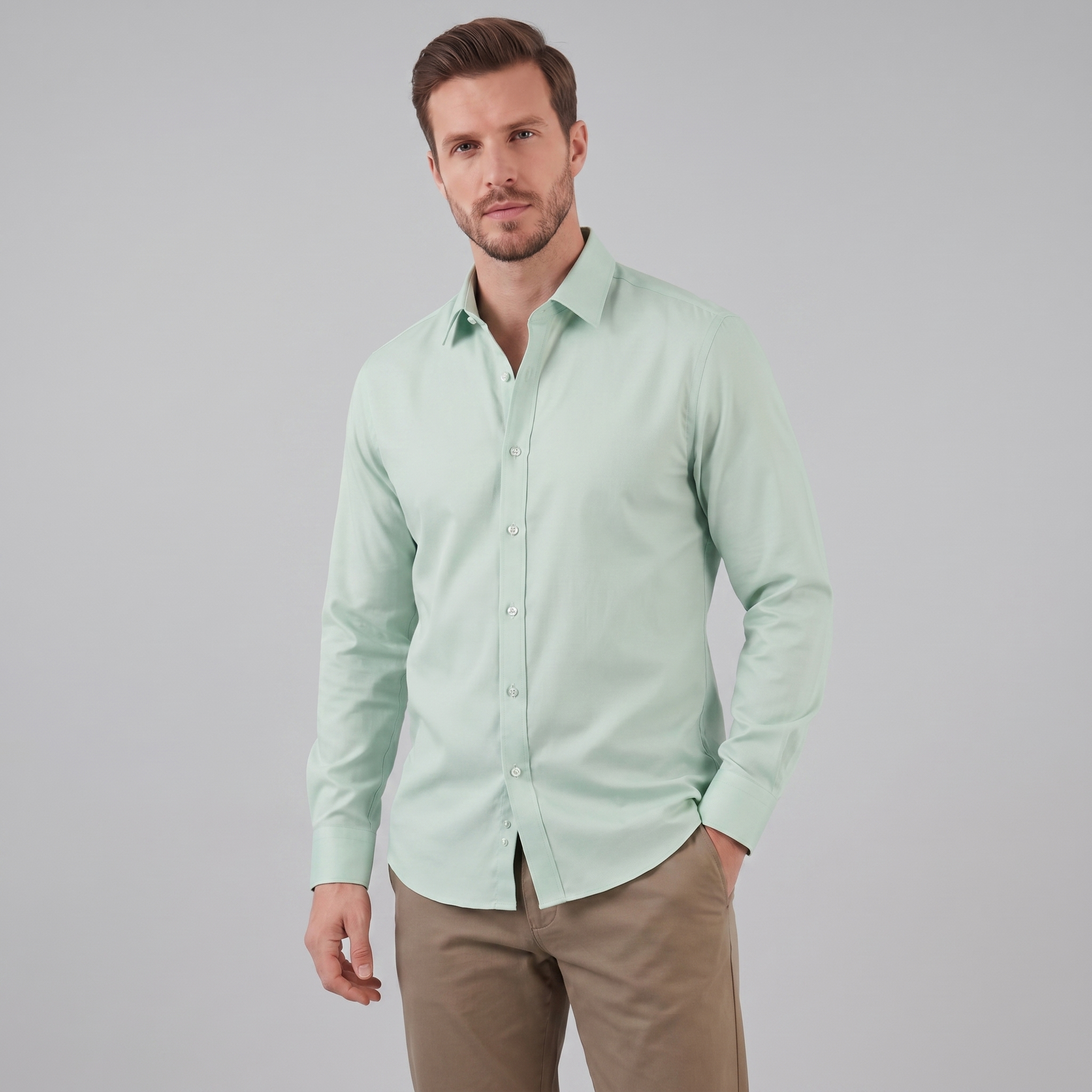 Herren Slim Fit Langarmhemd