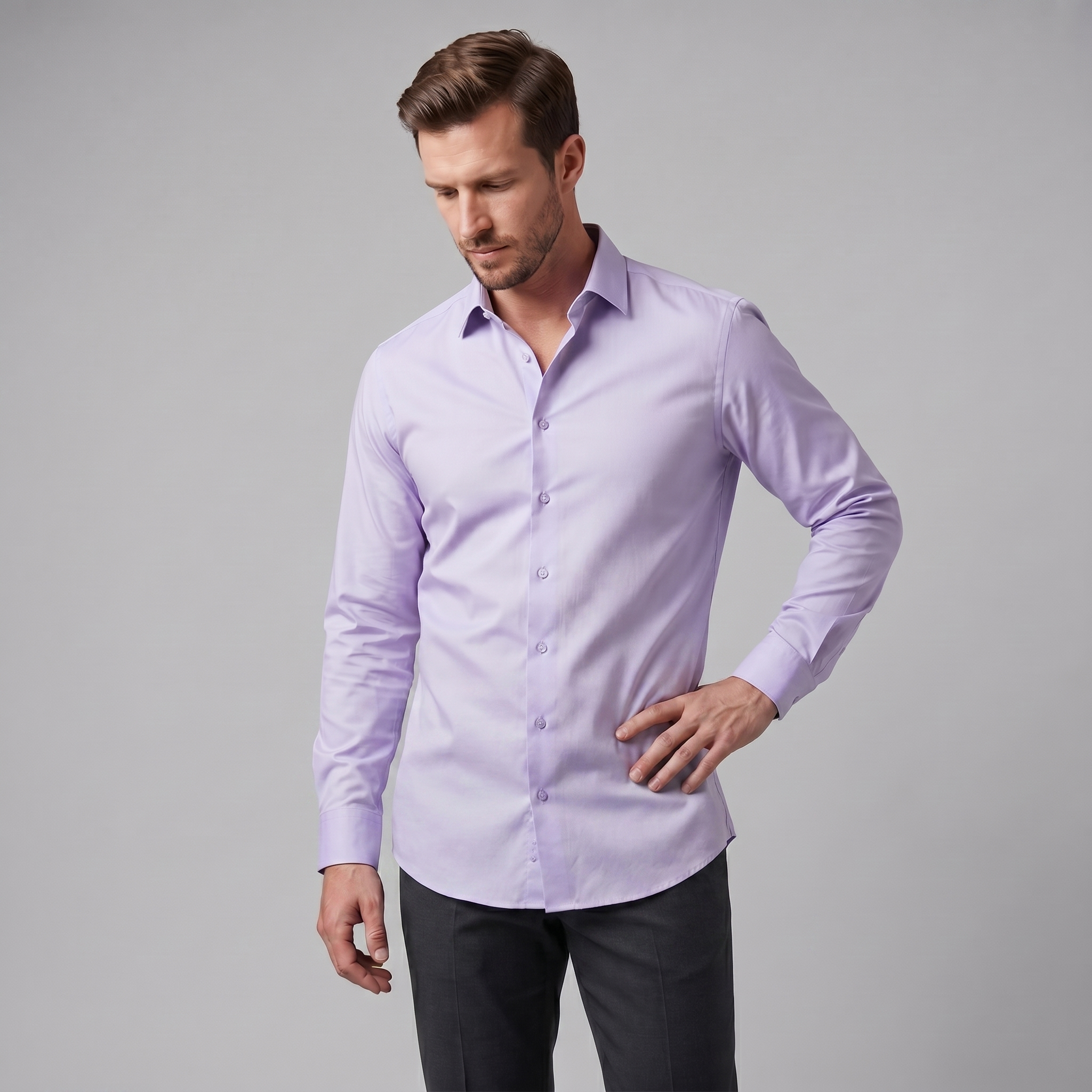 Herren Slim Fit Langarmhemd
