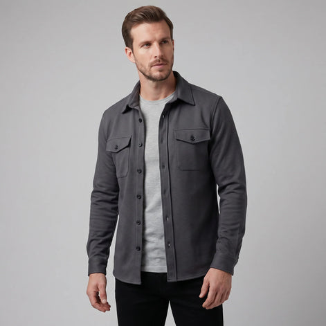 Herren Slim Fit Overshirt mit Brusttaschen