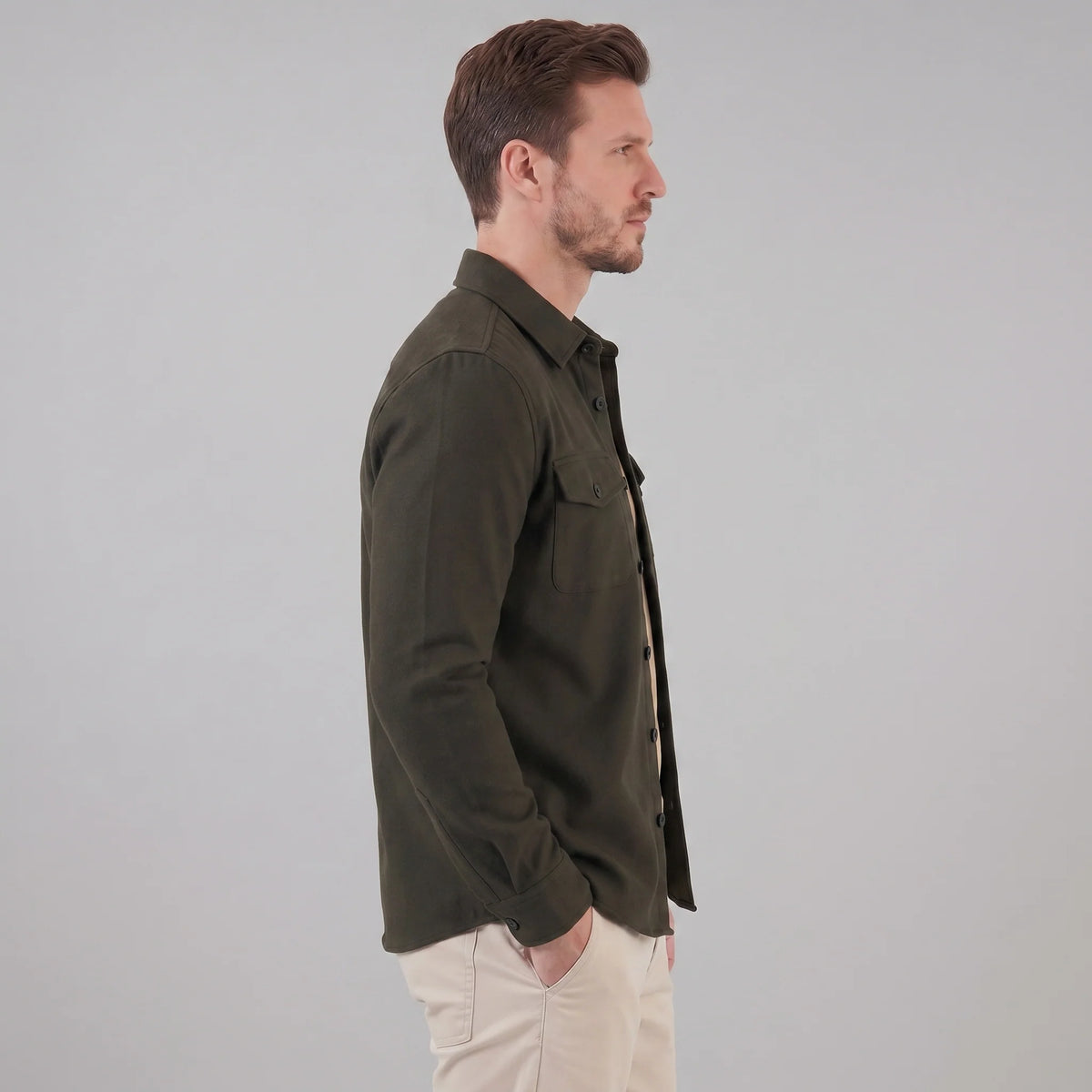 Herren Slim Fit Overshirt mit Brusttaschen