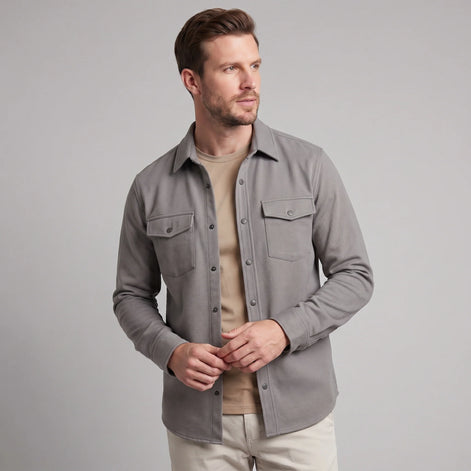 Herren Slim Fit Overshirt mit Brusttaschen