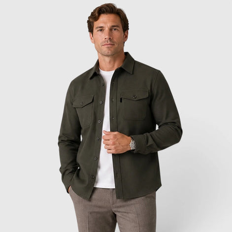 Herren Slim Fit Overshirt mit gebürsteter Baumwolloptik