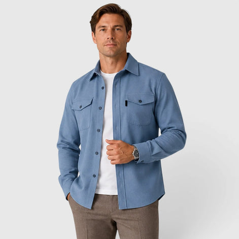 Herren Slim Fit Overshirt mit gebürsteter Baumwolloptik