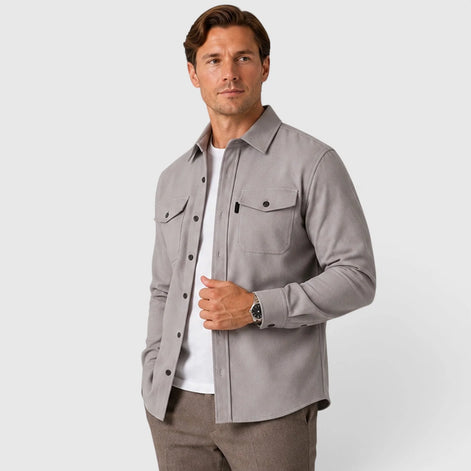 Herren Slim Fit Overshirt mit gebürsteter Baumwolloptik