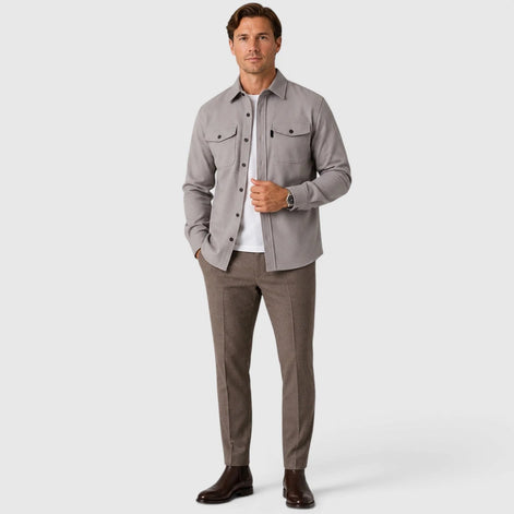 Herren Slim Fit Overshirt mit gebürsteter Baumwolloptik