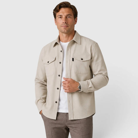 Herren Slim Fit Overshirt mit gebürsteter Baumwolloptik