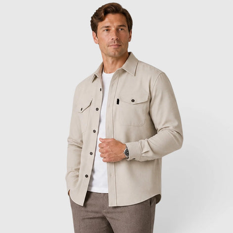 Herren Slim Fit Overshirt mit gebürsteter Baumwolloptik