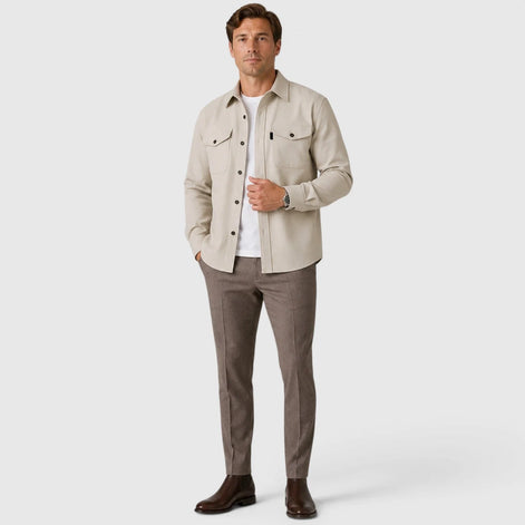 Herren Slim Fit Overshirt mit gebürsteter Baumwolloptik