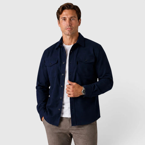 Herren Slim Fit Overshirt mit gebürsteter Baumwolloptik