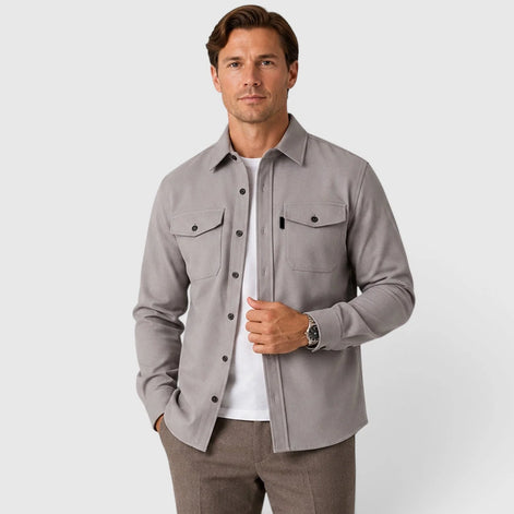 Herren Slim Fit Overshirt mit gebürsteter Baumwolloptik