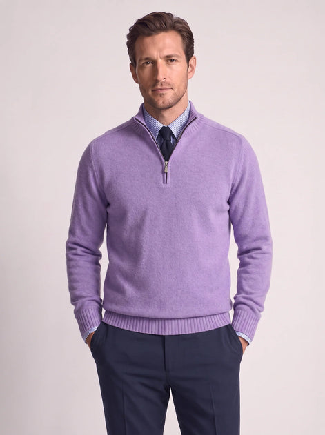 Herren Slim-Fit Pullover mit Stehkragen und Reißverschluss