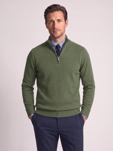 Herren Slim-Fit Pullover mit Stehkragen und Reißverschluss