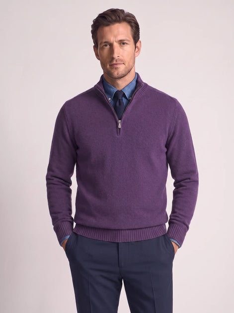 Herren Slim-Fit Pullover mit Stehkragen und Reißverschluss