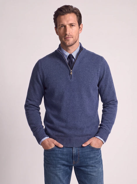 Herren Slim-Fit Pullover mit Stehkragen und Reißverschluss