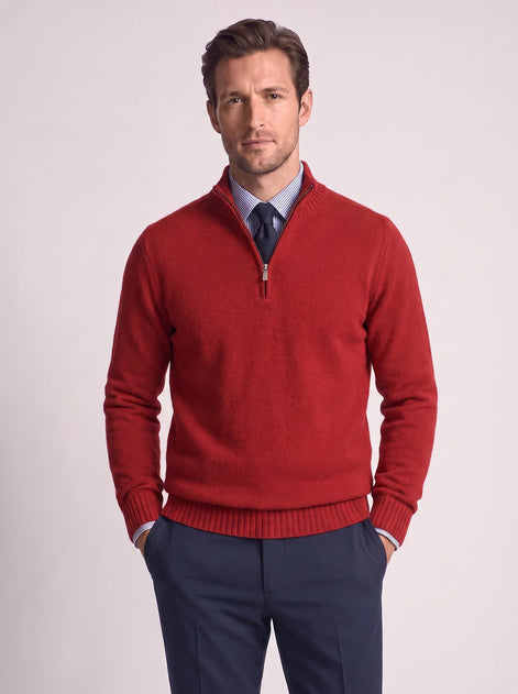 Herren Slim-Fit Pullover mit Stehkragen und Reißverschluss