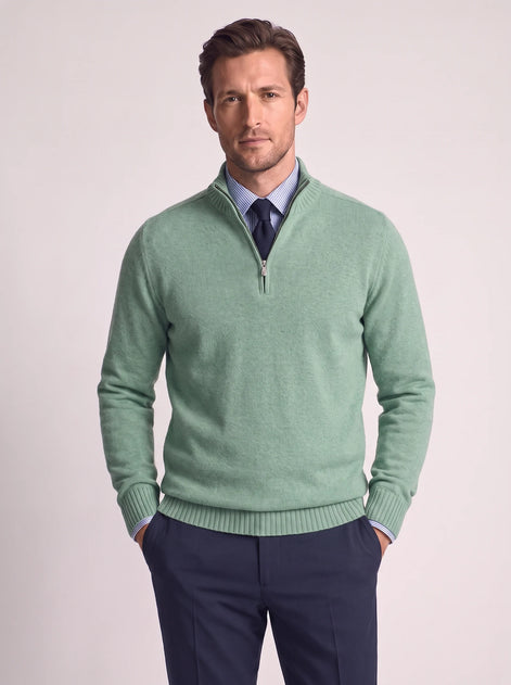 Herren Slim-Fit Pullover mit Stehkragen und Reißverschluss