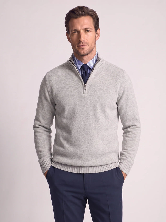 Herren Slim-Fit Pullover mit Stehkragen und Reißverschluss