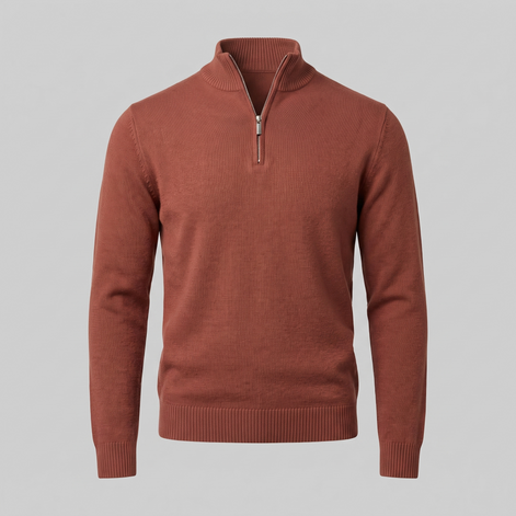 Herren Slim-Fit-Strickpullover mit kurzem Reissverschluss