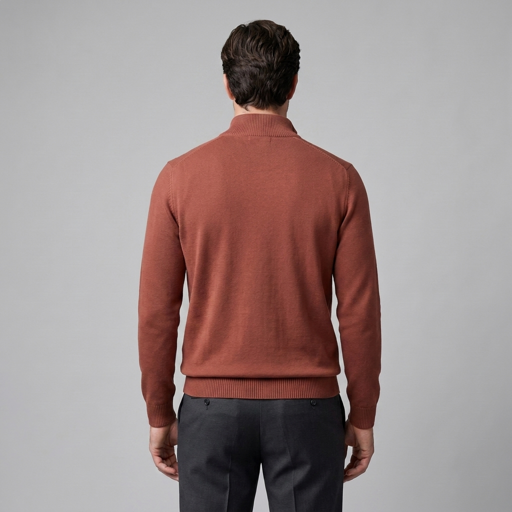 Herren Slim-Fit-Strickpullover mit kurzem Reissverschluss