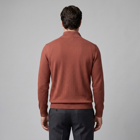 Herren Slim-Fit-Strickpullover mit kurzem Reissverschluss