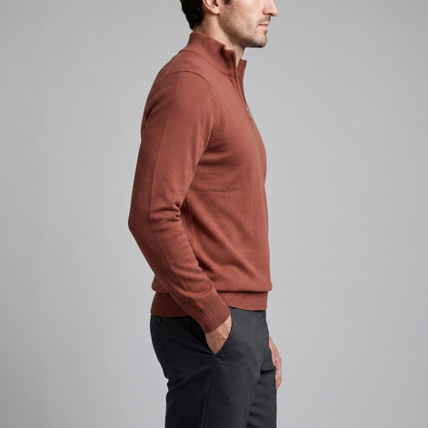 Herren Slim-Fit-Strickpullover mit kurzem Reissverschluss