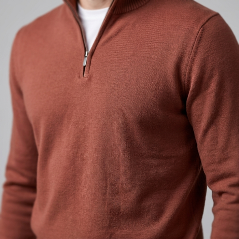 Herren Slim-Fit-Strickpullover mit kurzem Reissverschluss