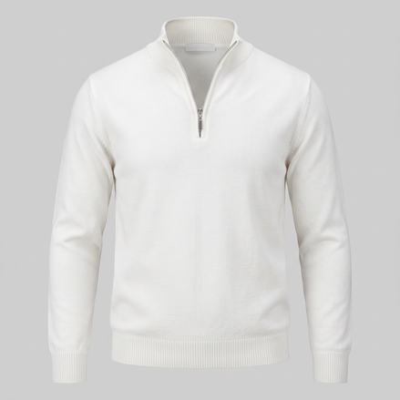 Herren Slim-Fit-Strickpullover mit kurzem Reissverschluss