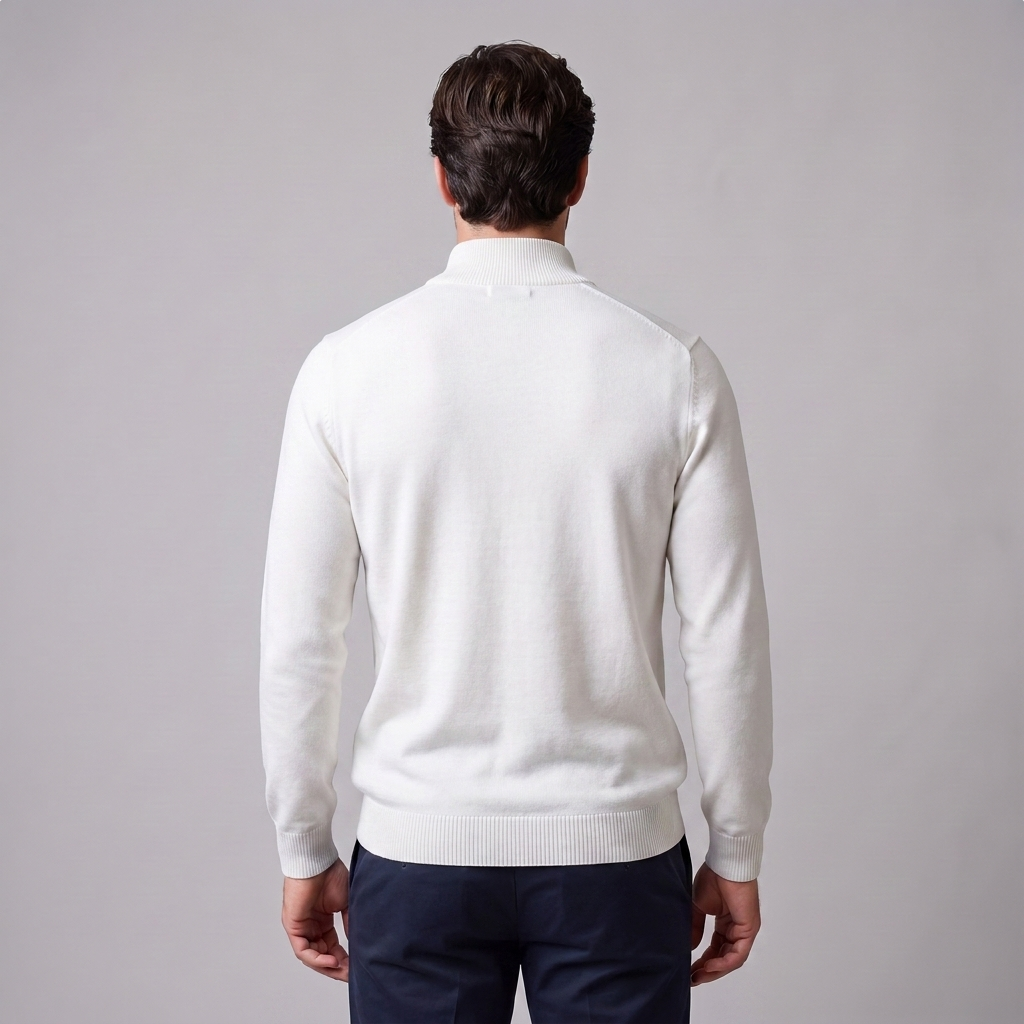 Herren Slim-Fit-Strickpullover mit kurzem Reissverschluss