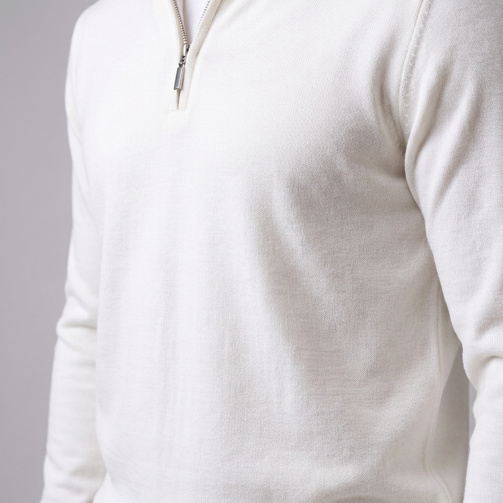 Herren Slim-Fit-Strickpullover mit kurzem Reissverschluss