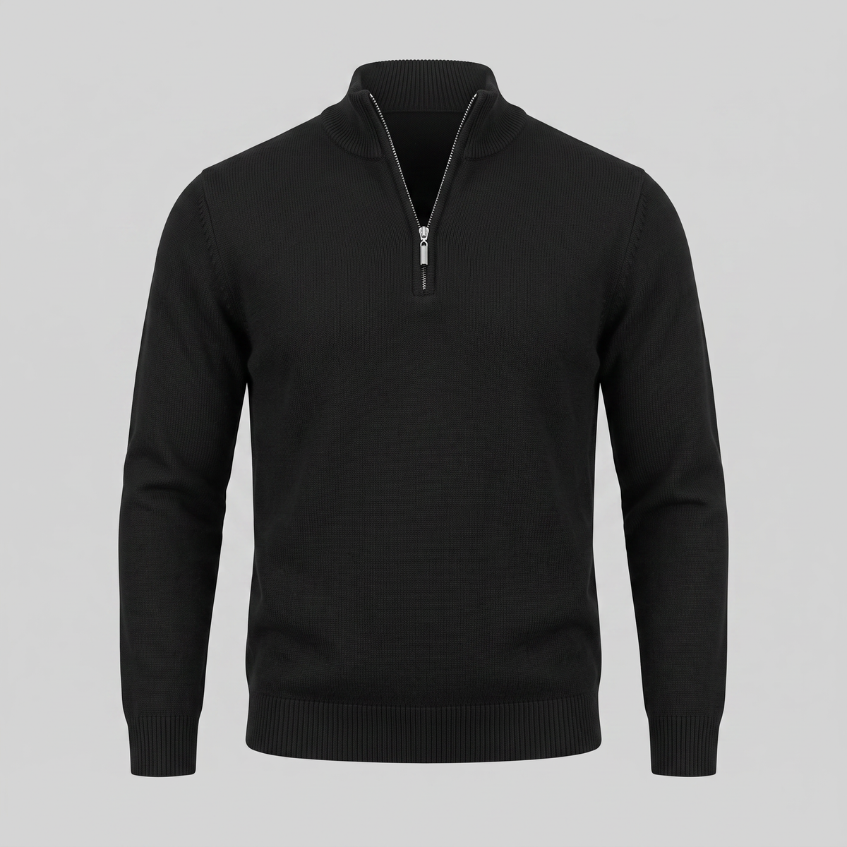 Herren Slim-Fit-Strickpullover mit kurzem Reissverschluss