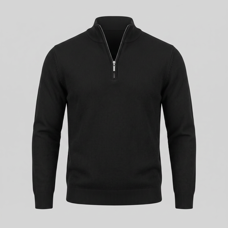 Herren Slim-Fit-Strickpullover mit kurzem Reissverschluss