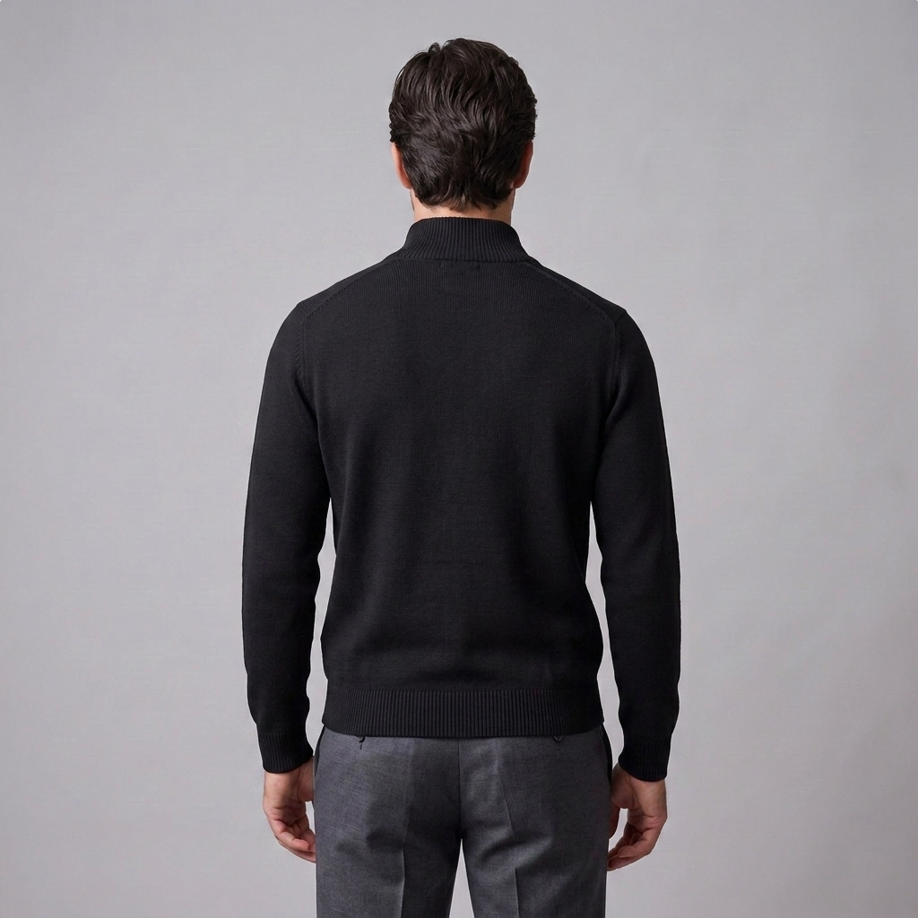 Herren Slim-Fit-Strickpullover mit kurzem Reissverschluss