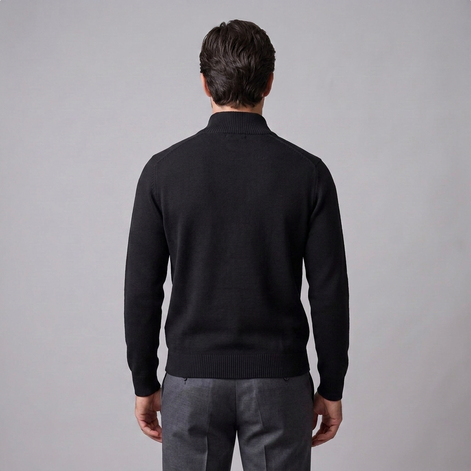 Herren Slim-Fit-Strickpullover mit kurzem Reissverschluss