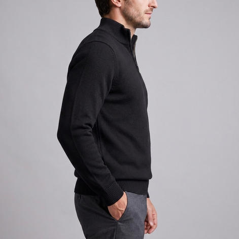 Herren Slim-Fit-Strickpullover mit kurzem Reissverschluss