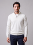 Herren Slim-Fit-Strickpullover mit kurzem Reissverschluss